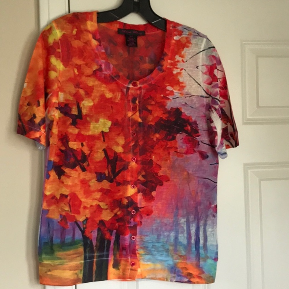 Elena Wang Short Sleeve Shirt NWOT Sz S
